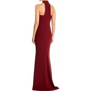 AQUA Bloomingdales SZ 6 burgundy halter formal maxi dress gown NWT  $268 B113